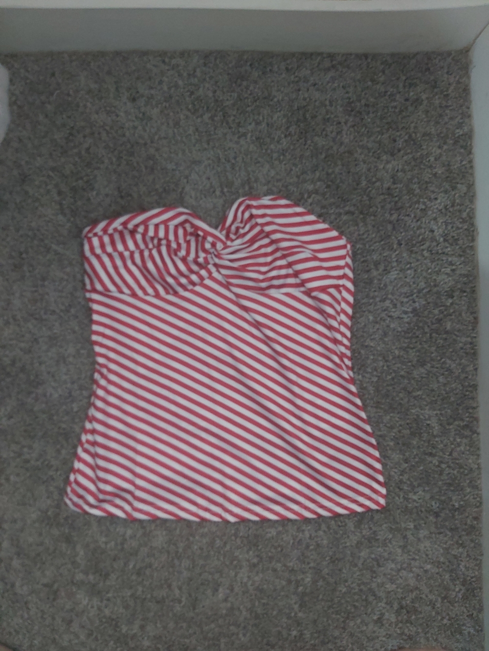Striped Red and White Strapless Women's Top